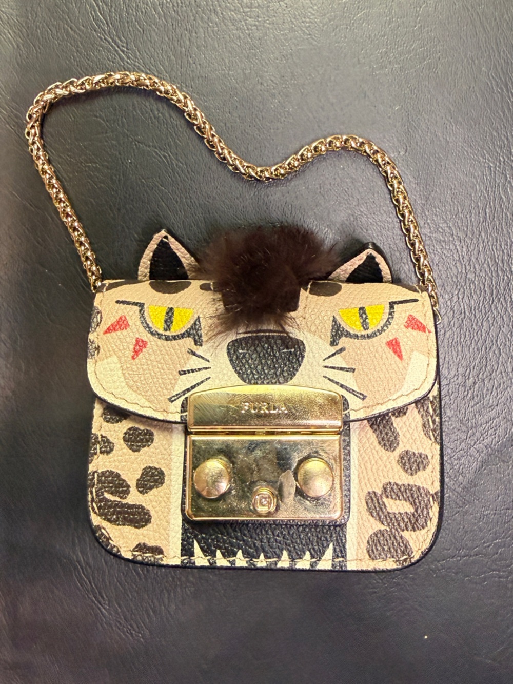 Furla Metropolis Micro Leopard Cat Bag - Limited Edition Animalia Charm - Picture 2 of 8